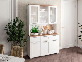 Буфет Катерини (дуб бельмунд/белое дерево) в Новокремлёвском - novokremlyovskoe.mebel-nsk.ru | фото