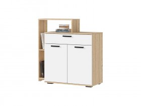 Комод 1000 КМ-01 Санса (дуб сонома/белый) в Новокремлёвском - novokremlyovskoe.mebel-nsk.ru | фото