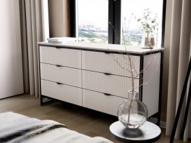 Комод 6 ящиков Нора (персидский жемчуг) в Новокремлёвском - novokremlyovskoe.mebel-nsk.ru | фото