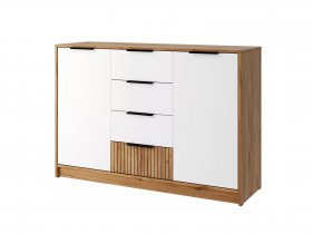 Комод КМ-002 Ивис (дуб крафт золотой/белый) в Новокремлёвском - novokremlyovskoe.mebel-nsk.ru | фото