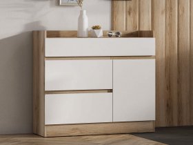 Комод с дверкой Брауни (дуб делано/белый) в Новокремлёвском - novokremlyovskoe.mebel-nsk.ru | фото