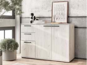 Комод Стандарт-3 NEW (дуб крафт белый) в Новокремлёвском - novokremlyovskoe.mebel-nsk.ru | фото