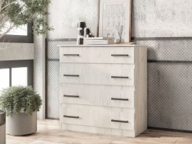 Комод Стандарт-6 NEW (дуб крафт белый) в Новокремлёвском - novokremlyovskoe.mebel-nsk.ru | фото