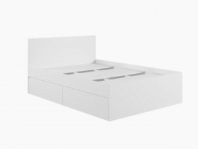 Кровать двуспальная с ящиками 1,4м Мадера-М1400 (белый) в Новокремлёвском - novokremlyovskoe.mebel-nsk.ru | фото