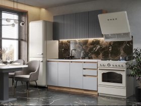 Кухонный гарнитур Ника 1,6 м (графит/серый софт) в Новокремлёвском - novokremlyovskoe.mebel-nsk.ru | фото