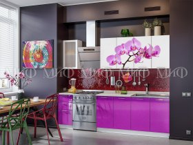 Кухонный гарнитур Орхидея (фиолетовый) в Новокремлёвском - novokremlyovskoe.mebel-nsk.ru | фото