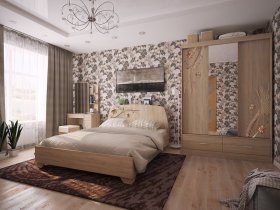 Модульная спальня Виктория-1 (дуб сонома) в Новокремлёвском - novokremlyovskoe.mebel-nsk.ru | фото