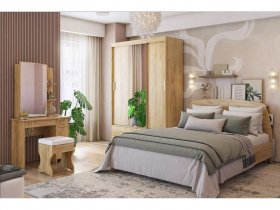 Модульная спальня Виктория-1 (дуб крафт золотой) в Новокремлёвском - novokremlyovskoe.mebel-nsk.ru | фото