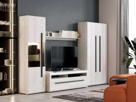 Модульная стенка Ницца (дуб витенберг) в Новокремлёвском - novokremlyovskoe.mebel-nsk.ru | фото