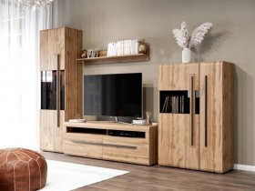 Модульная стенка Ницца (дуб вотан) в Новокремлёвском - novokremlyovskoe.mebel-nsk.ru | фото