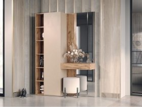 Прихожая Ева (кашемир/дуб вотан) в Новокремлёвском - novokremlyovskoe.mebel-nsk.ru | фото