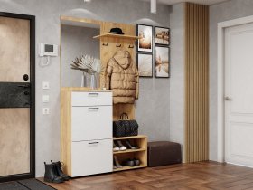 Прихожая Монтана (дуб крафт золотой/белый) в Новокремлёвском - novokremlyovskoe.mebel-nsk.ru | фото