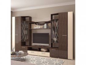 Стенка Гамма (дуб венге/дуб молочный) в Новокремлёвском - novokremlyovskoe.mebel-nsk.ru | фото