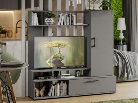 Стенка «Сиена» (графит серый) в Новокремлёвском - novokremlyovskoe.mebel-nsk.ru | фото