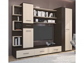 Стенка Верона (дуб венге/дуб молочный) в Новокремлёвском - novokremlyovskoe.mebel-nsk.ru | фото